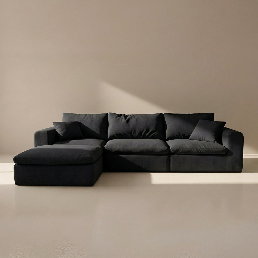 Modular Sectional Boneless Couch, Oversized Cloud Sofa with High Back Pillows, No Assembly Required Couches for Living Room & Apartment, Comfy Seating for Families & Renters, Beige
