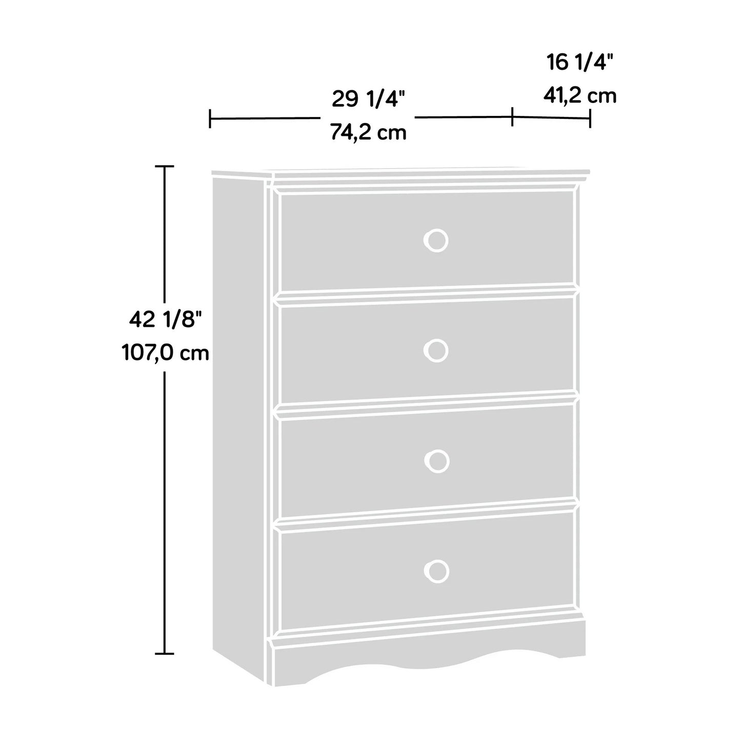 BERRY NEST 4-Drawer Bedroom Dresser in Soft White, Soft White Finish