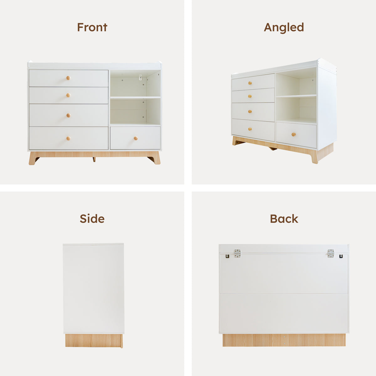 White Baby Dresser with Removable Changing Table Top, for Nursery Kids Room