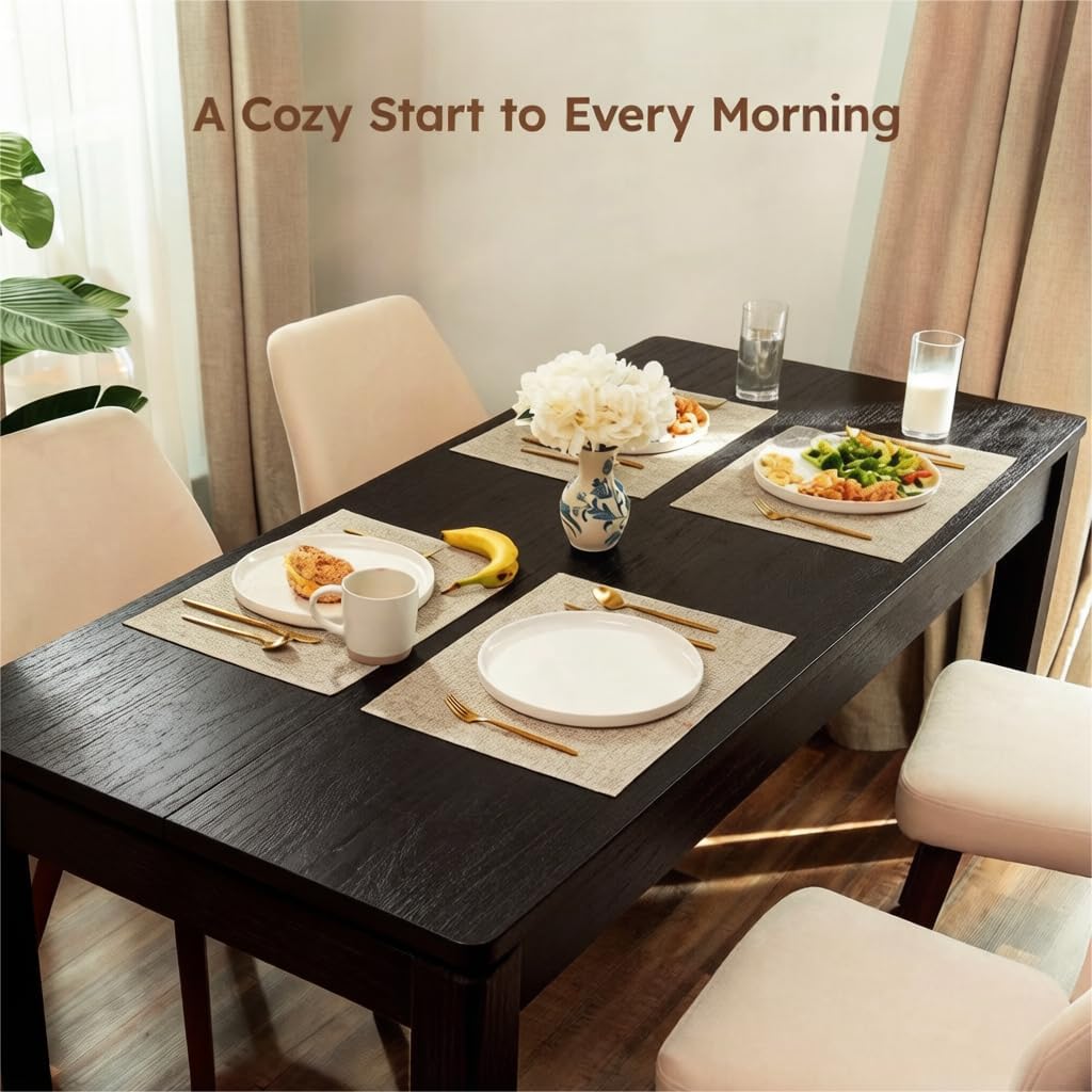 Farmhouse Dining Table, 70" Rectangular Kitchen Table for 4–6 People with Rounded Corners, Modern Dining Room Table for Family Gatherings, Easy Assembly, Black