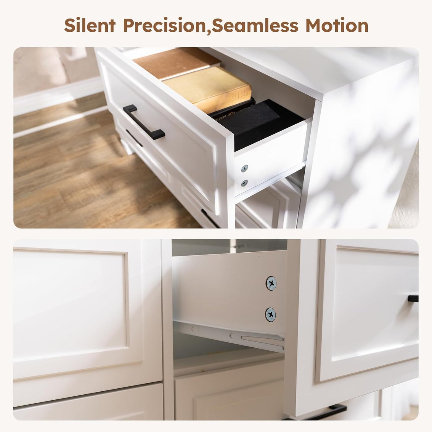 BERRY NEST Farmhouse Dresser for Bedroom, 47.2'' Wide Wood White Dresser with 6 Drawer, Modern Minimalist Chest of Drawers with Metal Handle, Closet Store Organizer for Living Room, Hallway