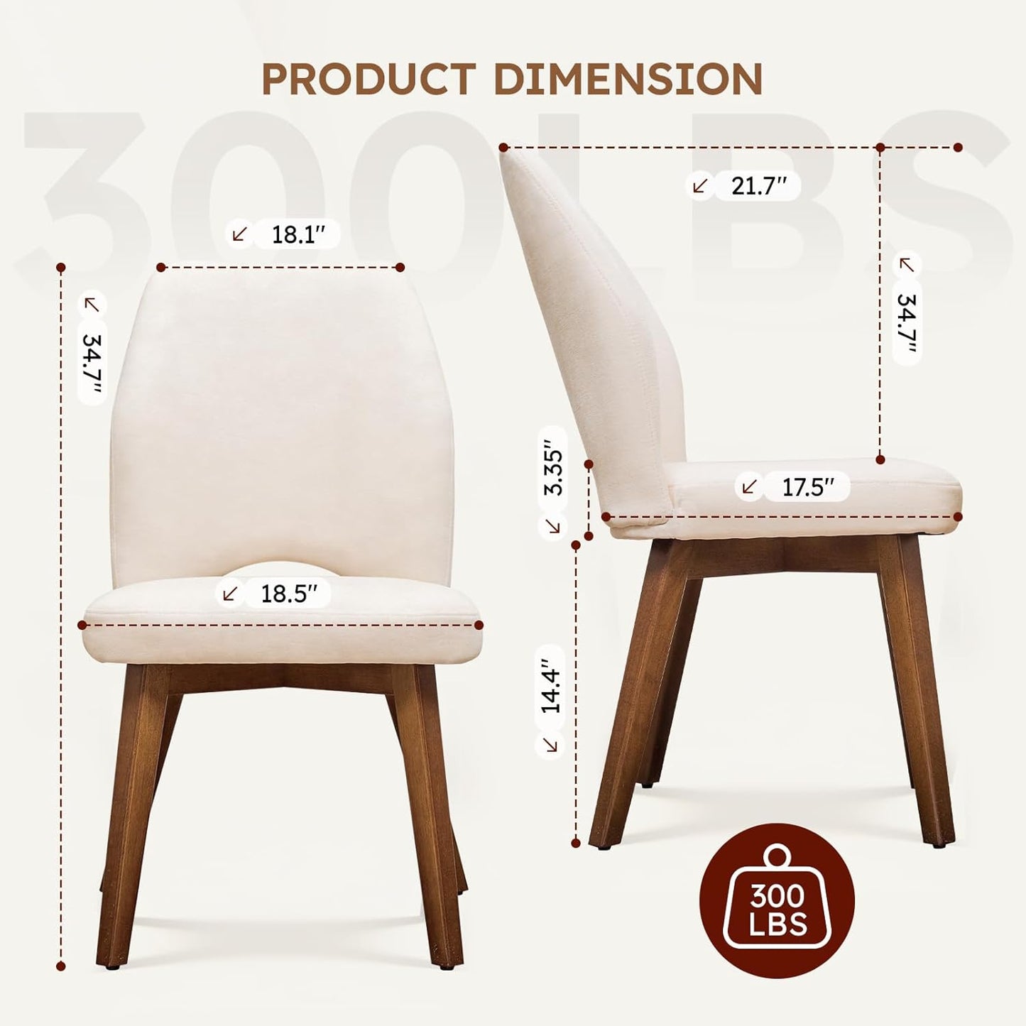 Dining Chairs Set of 4, Modern Upholstered Kitchen Chairs with Unique Cutout High Back & Wood Legs, Comfortable Fabric Side Chair for Dining Room, Living Room Beige