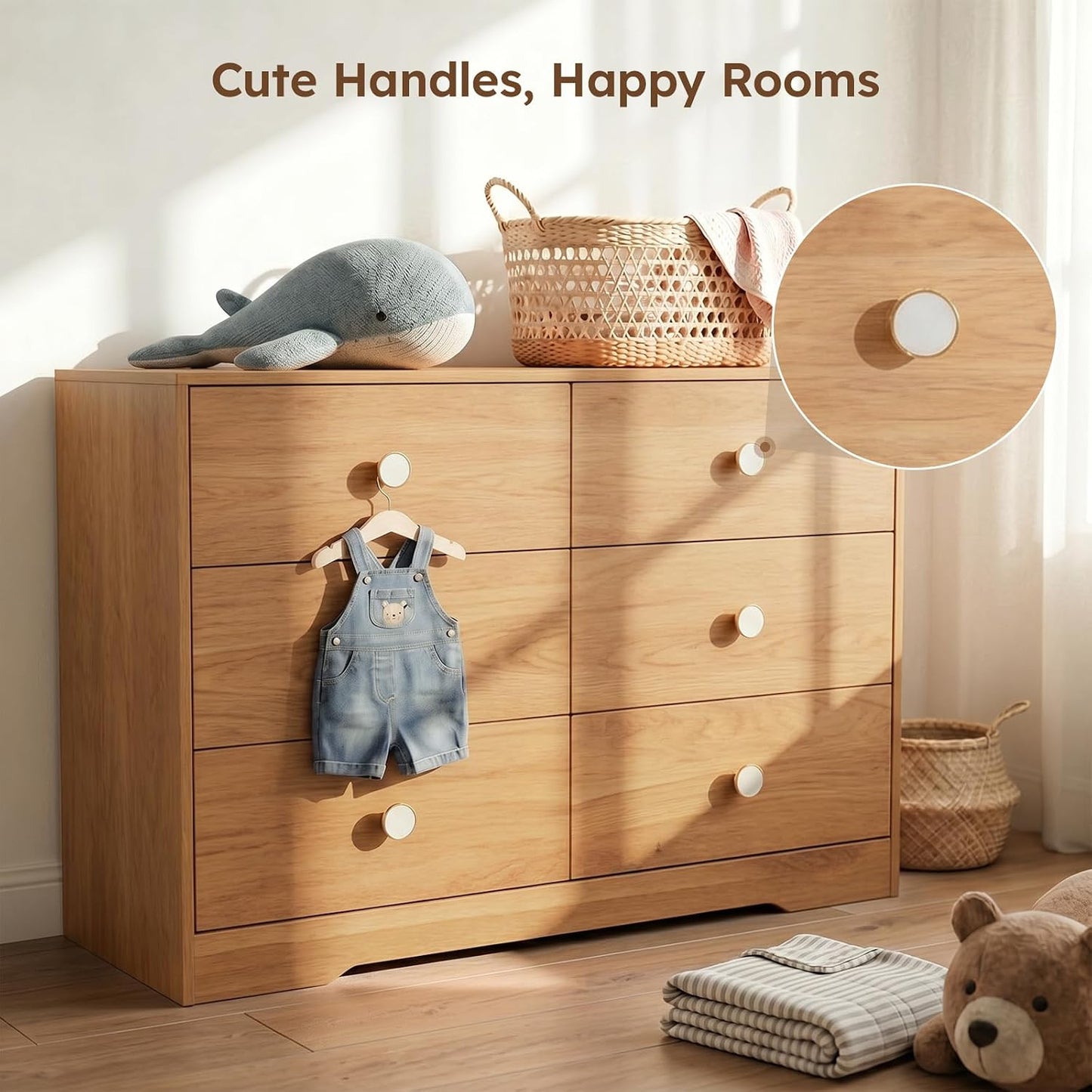 Wood Dresser for Bedroom, Modern Baby Dresser for Nursery, Large 6 Drawer Closet Dresser for Clothes, Sturdy Storage Chest of Drawers