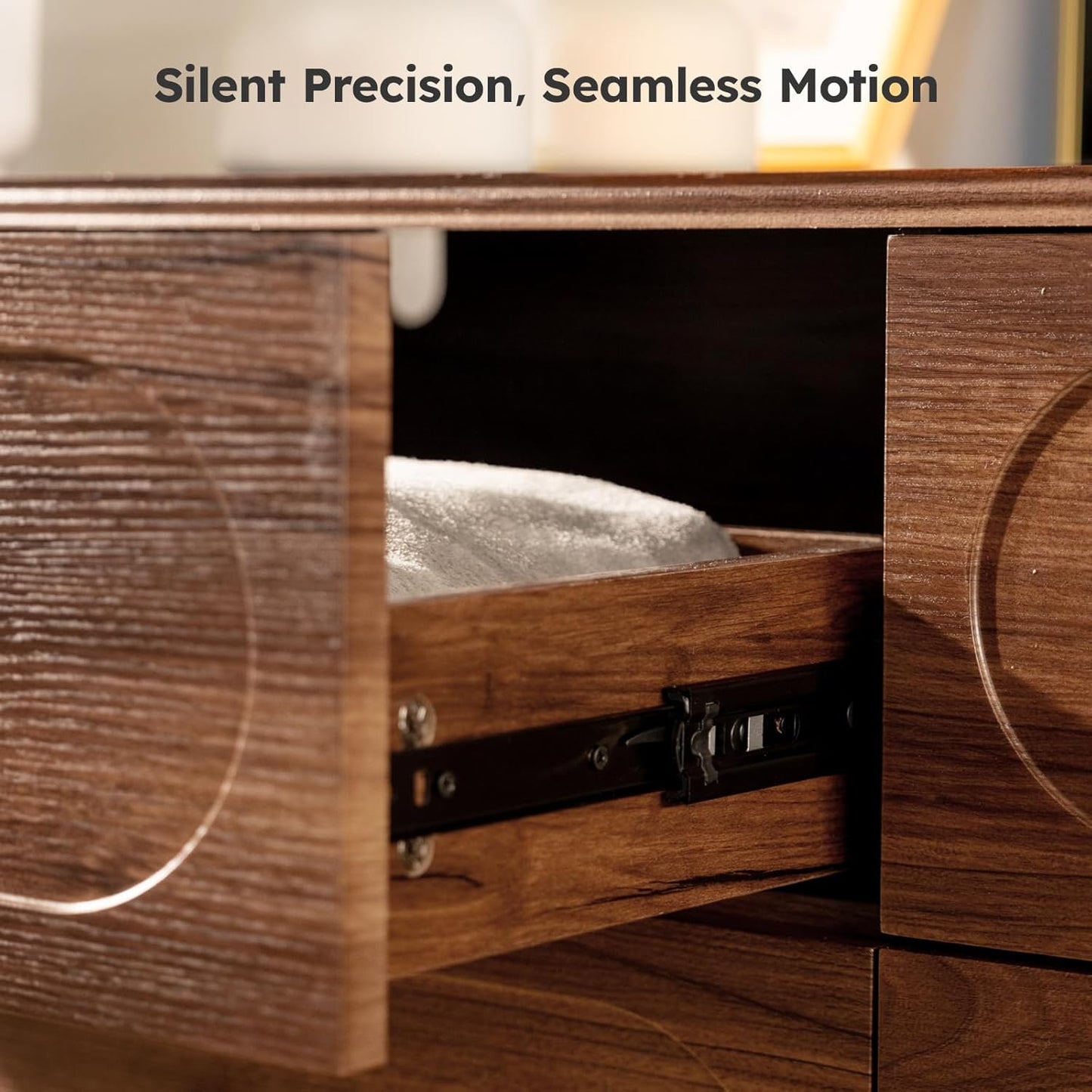 Urbancozy Mid-Century 6 Drawer Dresser, 47" Wide Chest with Solid Wood Legs Dark, Walnut Wood Storage Chest for Bedroom, Living Room, TV Stand, Closet Storage Drawers Organizer Furniture, with Classic Vintage Design