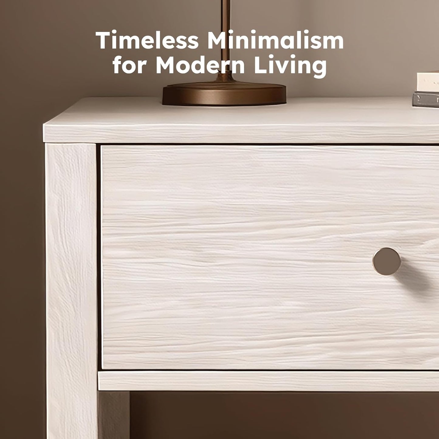 White Nightstand, Modern Nightstand Bedside Table with Drawer and Large Storage Shelf, End Tables Side Tables for Bedroom, Mesa de Noche for Small Spaces