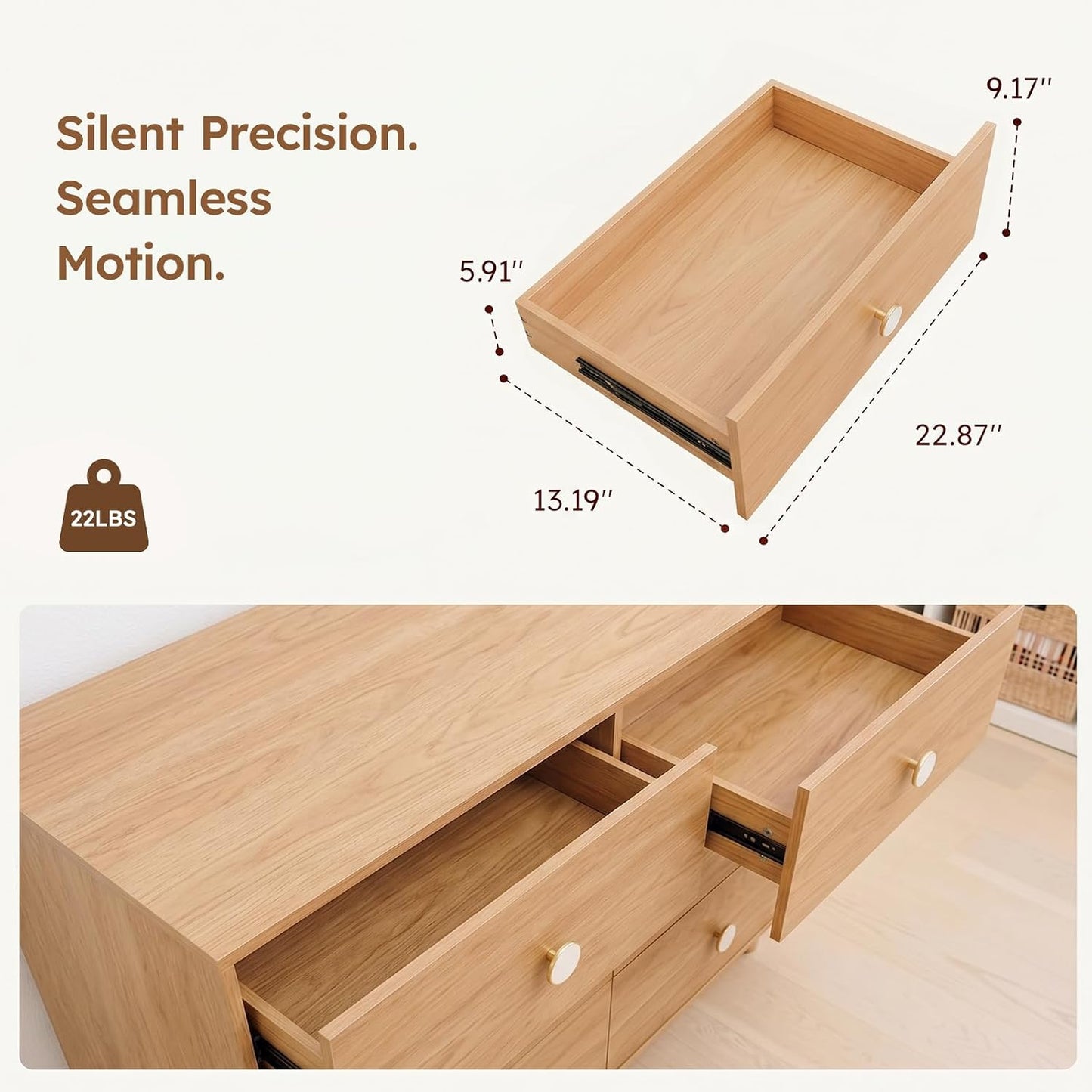 Wood Dresser for Bedroom, Modern Baby Dresser for Nursery, Large 6 Drawer Closet Dresser for Clothes, Sturdy Storage Chest of Drawers