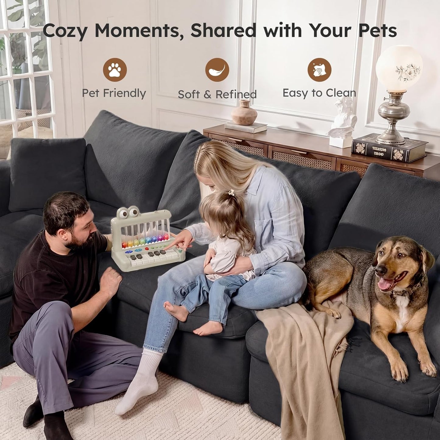 118" Oversized Modular Sectional Couch, Ultra Soft Cloud Sofa with Upgraded High Back, Plush Boneless Couches for Living Room, Comfy Deep Seat Boneless Sofa with Ottoman, No Assembly, Black