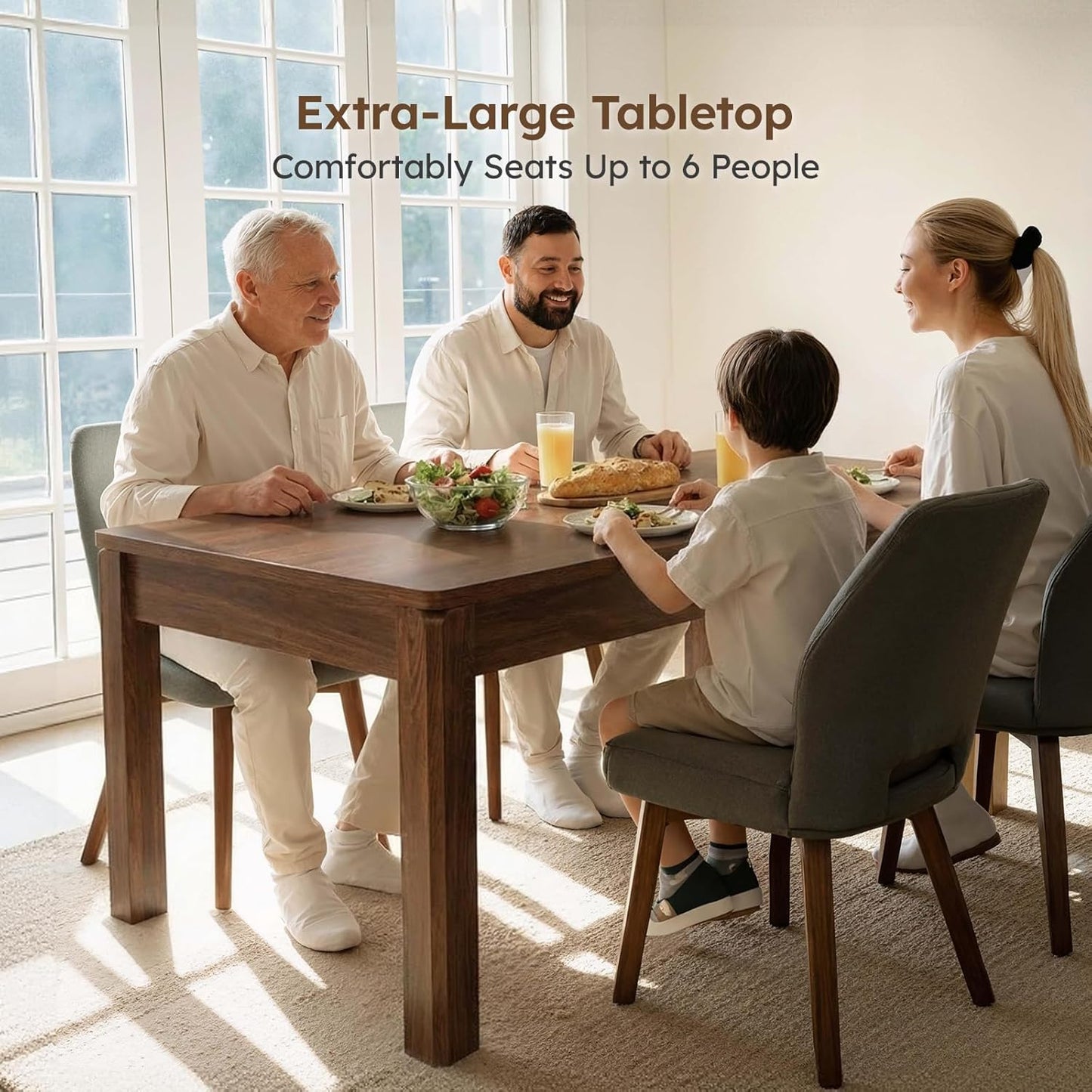 Dining Table, 70 Inch Rectangular Wooden Kitchen Table for 4–6 People, Heavy-Duty Farmhouse Dinner Table for Dining Room, Home Office & Family Gatherings, Easy to Clean, Walnut