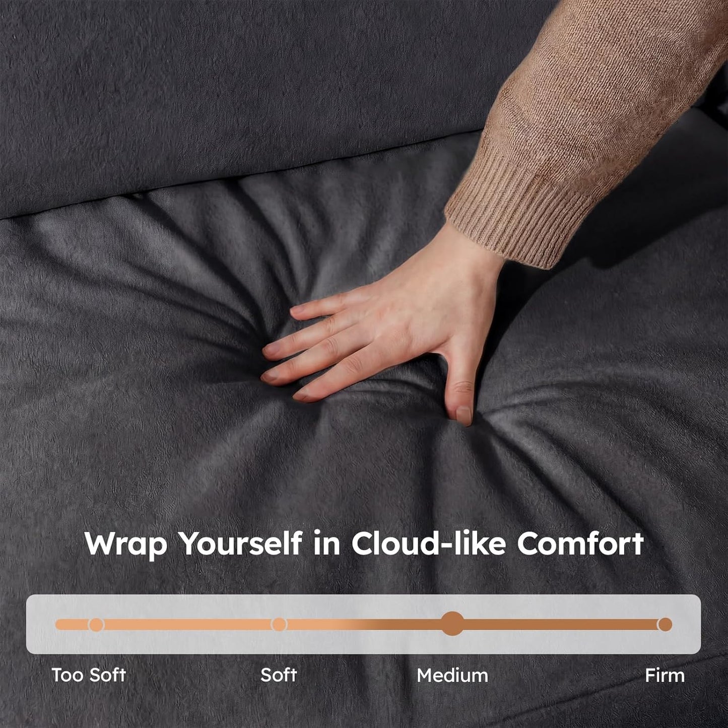 118" Oversized Modular Sectional Couch, Ultra Soft Cloud Sofa with Upgraded High Back, Plush Boneless Couches for Living Room, Comfy Deep Seat Boneless Sofa with Ottoman, No Assembly, Black