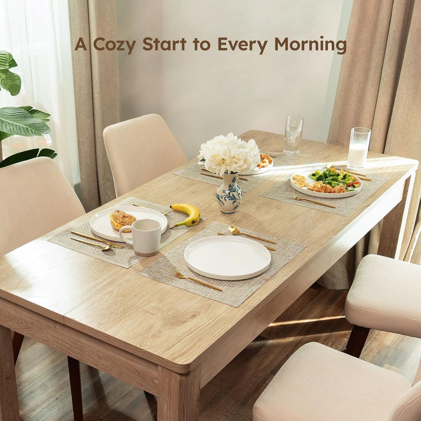 Farmhouse Dining Table, 70" Rectangular Wooden Kitchen Table for 4–6 People, Modern Dining Table & Home Office Desk for Family Gatherings and Study, Easy to Clean, Rustic