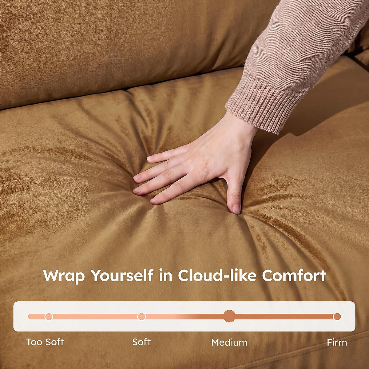 119" Modular Sectional Cloud Sofa, No Assembly High Back Boneless, Orange
